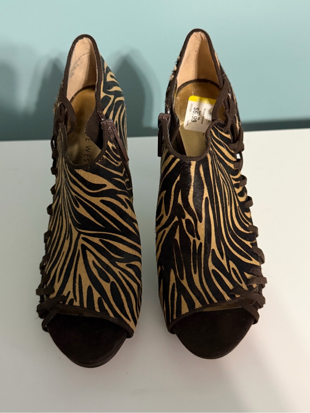 NWOT Nine West Women’s Animal Print Pony Hair Heels Size 8.